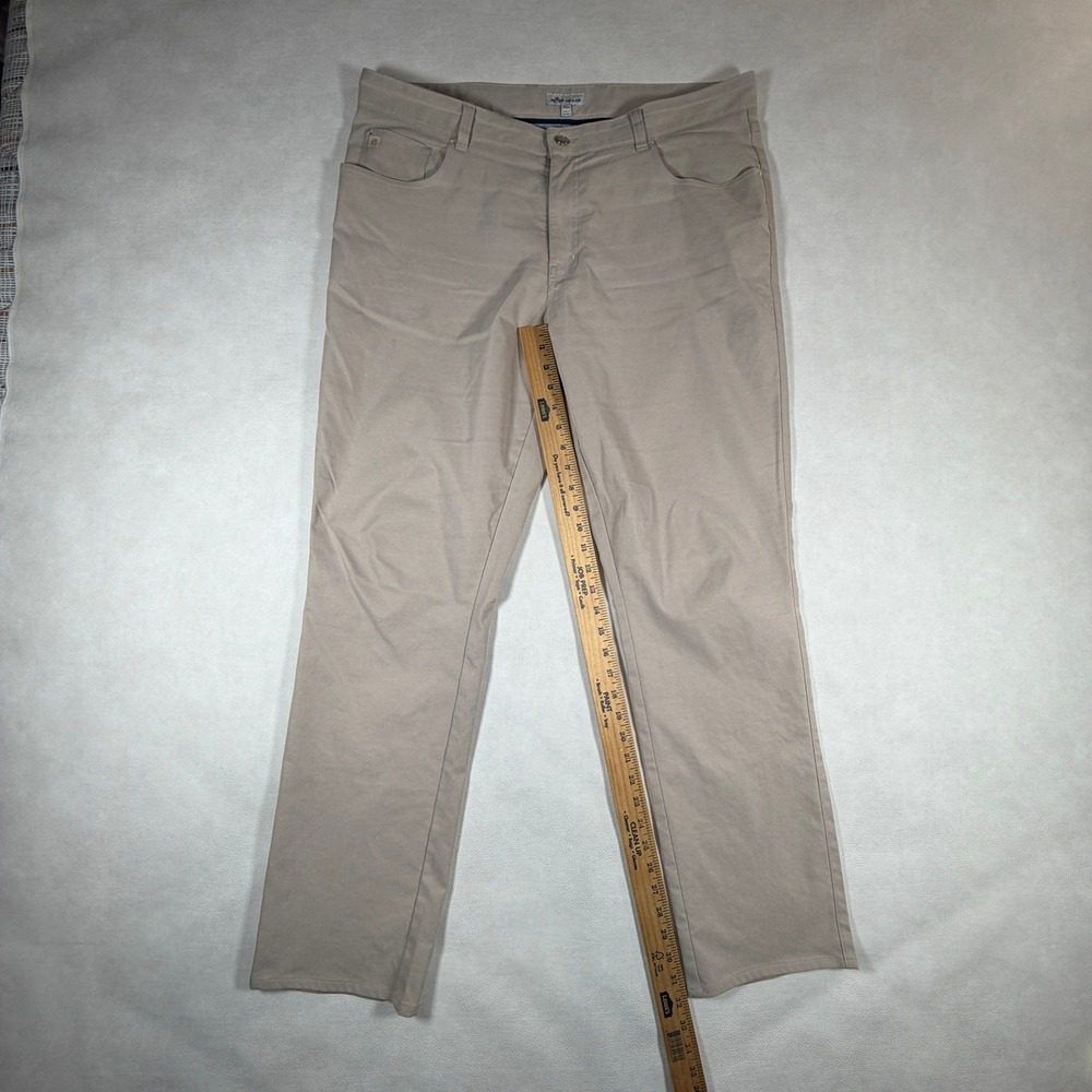 Peter Millar Mens 38x32 Performance Five Pocket Pants Golf Khaki Tan‎ Beige - Picture 4 of 12